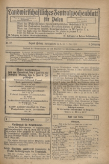 Landwirtschaftliches Zentralwochenblatt für Polen. Jg.8, Nr. 22 (3 Juni 1927)