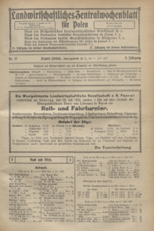 Landwirtschaftliches Zentralwochenblatt für Polen. Jg.8, Nr. 27 (8 Juli 1927)