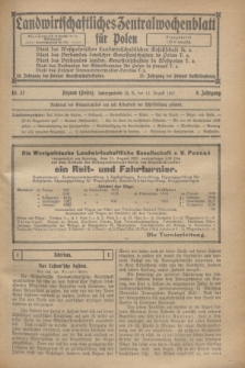 Landwirtschaftliches Zentralwochenblatt für Polen. Jg.8, Nr. 32 (12 August 1927)