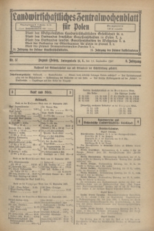 Landwirtschaftliches Zentralwochenblatt für Polen. Jg.8, Nr. 37 (16 September 1927)