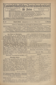 Landwirtschaftliches Zentralwochenblatt für Polen. Jg.8, Nr. 40 (7 Oktober 1927)