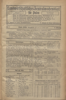 Landwirtschaftliches Zentralwochenblatt für Polen. Jg.9, Nr. 2 (13 Januar 1928)
