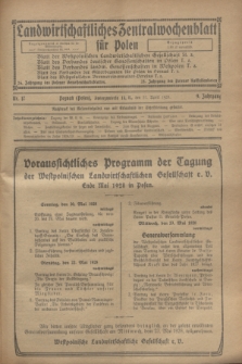 Landwirtschaftliches Zentralwochenblatt für Polen. Jg.9, Nr. 17 (27 April 1928)