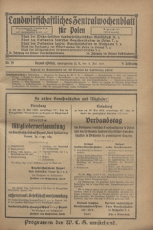 Landwirtschaftliches Zentralwochenblatt für Polen. Jg.9, Nr. 19 (11 Mai 1928)