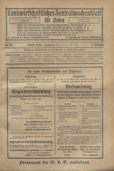 Landwirtschaftliches Zentralwochenblatt für Polen. Jg.9, Nr. 20 (18 Mai 1928)