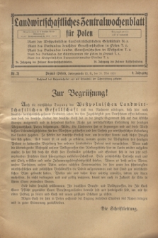 Landwirtschaftliches Zentralwochenblatt für Polen. Jg.9, Nr. 21 (20 Mai 1928)