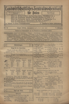Landwirtschaftliches Zentralwochenblatt für Polen. Jg.9, Nr. 23 (8 Juni 1928) + dod.