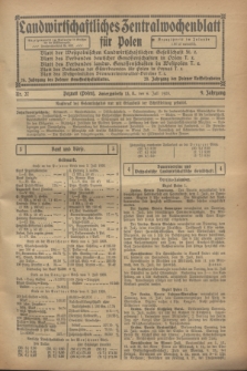 Landwirtschaftliches Zentralwochenblatt für Polen. Jg.9, Nr. 27 (6 Juli 1928)