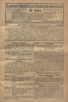 Landwirtschaftliches Zentralwochenblatt für Polen. Jg.10, Nr. 4 (25 Januar 1929) + dod.