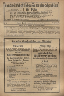 Landwirtschaftliches Zentralwochenblatt für Polen. Jg.10, Nr. 21 (24 Mai 1929) + dod.