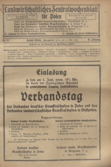 Landwirtschaftliches Zentralwochenblatt für Polen. Jg.10, Nr. 22 (31 Mai 1929) + dod.