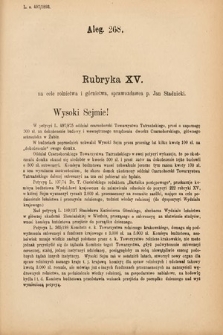 [Kadencja VI, sesja IV, al. 268] Alegata do Sprawozdań Stenograficznych z Czwartej Sesyi Szóstego Peryodu Sejmu Krajowego Królestwa Galicyi i Lodomeryi wraz z Wielkiem Księstwem Krakowskiem z roku 1892/3. Alegat 268