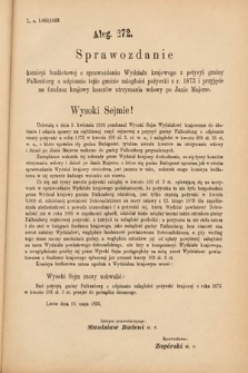 [Kadencja VI, sesja IV, al. 272] Alegata do Sprawozdań Stenograficznych z Czwartej Sesyi Szóstego Peryodu Sejmu Krajowego Królestwa Galicyi i Lodomeryi wraz z Wielkiem Księstwem Krakowskiem z roku 1892/3. Alegat 272