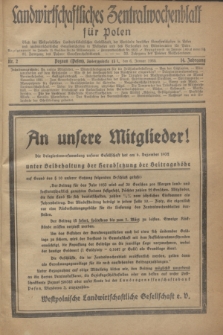 Landwirtschaftliches Zentralwochenblatt für Polen : Blatt der Westpolnischen Landwirtschaftlichen Gesellschaft, der Verbände deutscher Genossenschaften in Polen und Landwirtschaftlicher Genossenschaften in Westpolen und des Verbandes der Güterbeamten für Polen. Jg.14, Nr. 2 (6 Januar 1933) + dod.