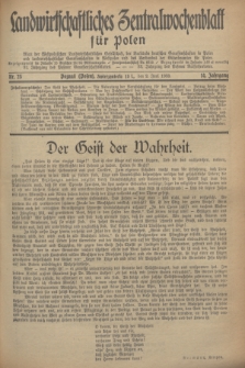 Landwirtschaftliches Zentralwochenblatt für Polen : Blatt der Westpolnischen Landwirtschaftlichen Gesellschaft, der Verbände deutscher Genossenschaften in Polen und Landwirtschaftlicher Genossenschaften in Westpolen und des Verbandes der Güterbeamten für Polen. Jg.14, Nr. 23 (2 Juni 1933) + dod.