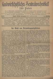 Landwirtschaftliches Zentralwochenblatt für Polen : Blatt der Westpolnischen Landwirtschaftlichen Gesellschaft, der Verbände deutscher Genossenschaften in Polen und Landwirtschaftlicher Genossenschaften in Westpolen und des Verbandes der Güterbeamten für Polen. Jg.14, Nr. 31 (28 Juli 1933) + dod.