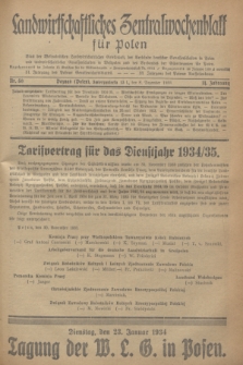 Landwirtschaftliches Zentralwochenblatt für Polen : Blatt der Westpolnischen Landwirtschaftlichen Gesellschaft, der Verbände deutscher Genossenschaften in Polen und Landwirtschaftlicher Genossenschaften in Westpolen und des Verbandes der Güterbeamten für Polen. Jg.14, Nr. 50 (8 Dezember 1933) + dod.