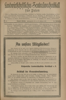 Landwirtschaftliches Zentralwochenblatt für Polen : Blatt der Westpolnischen Landwirtschaftlichen Gesellschaft, der Verbände deutscher Genossenschaften in Polen und Landwirtschaftlicher Genossenschaften in Westpolen und des Verbandes der Güterbeamten für Polen. Jg.16, Nr. 8 (22 Februar 1935) + dod.