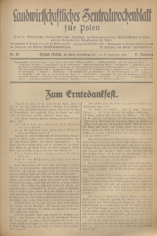 Landwirtschaftliches Zentralwochenblatt für Polen : Blatt der Westpolnischen Landwirtschaftlichen Gesellschaft, des Verbandes deutscher Genossenschaften in Polen und des Verbandes der Güterbeamten für Polen. Jg.17, Nr. 40 (30 September 1936) + dod.