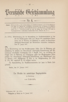Preußische Gesetzsammlung. 1907, Nr. 4 (28 Januar)
