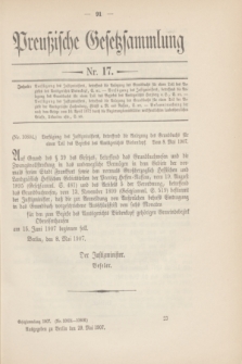 Preußische Gesetzsammlung. 1907, Nr. 17 (29 Mai)