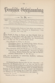 Preußische Gesetzsammlung. 1907, Nr. 38 (11 Oktober)
