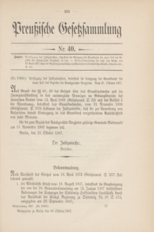 Preußische Gesetzsammlung. 1907, Nr. 40 (30 Oktober)