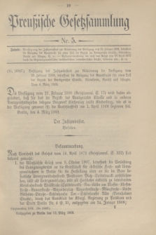 Preußische Gesetzsammlung. 1908, Nr. 5 (13 März)