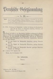 Preußische Gesetzsammlung. 1908, Nr. 39 (11 Dezember)