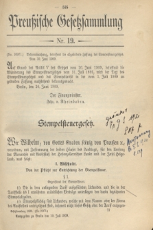 Preußische Gesetzsammlung. 1909, Nr. 19 (10 Juli)