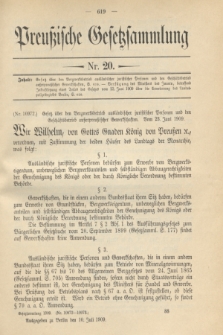 Preußische Gesetzsammlung. 1909, Nr. 20 (10 Juli)