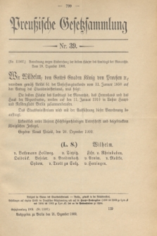 Preußische Gesetzsammlung. 1909, Nr. 39 (21 Dezember)