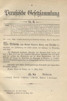 Preußische Gesetzsammlung. 1910, Nr. 6 (26 März)