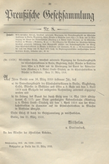 Preußische Gesetzsammlung. 1910, Nr. 8 (31 März)