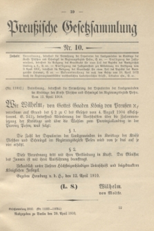 Preußische Gesetzsammlung. 1910, Nr. 10 (29 April)