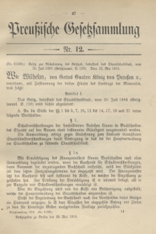 Preußische Gesetzsammlung. 1910, Nr. 12 (28 Mai)