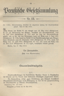 Preußische Gesetzsammlung. 1910, Nr. 13 (30 Mai)