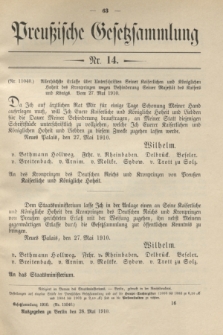 Preußische Gesetzsammlung. 1910, Nr. 14 (28 Mai)