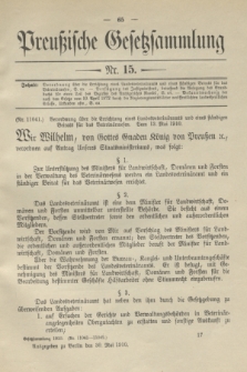 Preußische Gesetzsammlung. 1910, Nr. 15 (30 Mai)