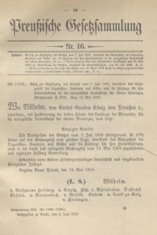 Preußische Gesetzsammlung. 1910, Nr. 16 (4 Juni)