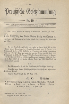 Preußische Gesetzsammlung. 1910, Nr. 19 (22 Juni)