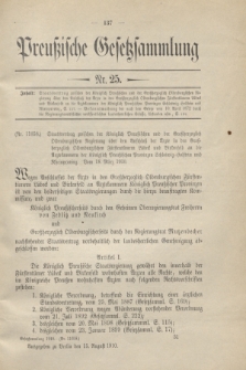 Preußische Gesetzsammlung. 1910, Nr. 25 (15 August)