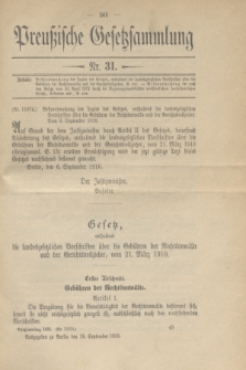 Preußische Gesetzsammlung. 1910, Nr. 31 (19 September)