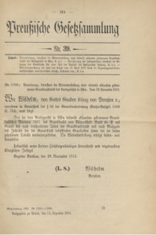 Preußische Gesetzsammlung. 1910, Nr. 39 (13 Dezember)