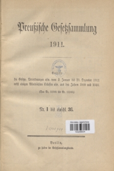 Preußische Gesetzsammlung. 1911 (Spis treści)