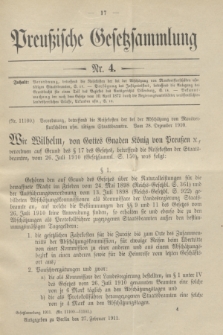 Preußische Gesetzsammlung. 1911, Nr. 4 (27 Februar)