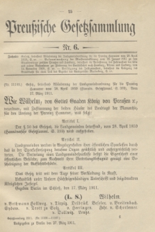 Preußische Gesetzsammlung. 1911, Nr. 6 (27 März)