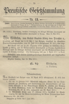 Preußische Gesetzsammlung. 1911, Nr. 13 (1 Juni)