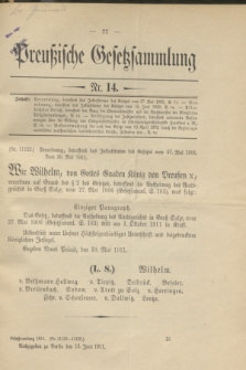 Preußische Gesetzsammlung. 1911, Nr. 14 (15 Juni)