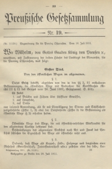 Preußische Gesetzsammlung. 1911, Nr. 19 (28 Juli)